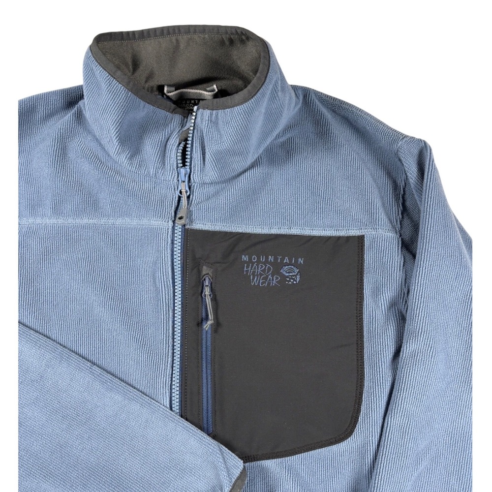 Mountain Hardwear Desna Grid Fleece Jacket Blue Full Zip Mens OM6495 L